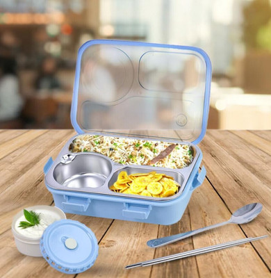 HM EVOTEK Inside Stainless Steel Single Layer 1 Containers Round Shape Lunch Box 1 Containers Lunch Box(300 ml, Thermoware)