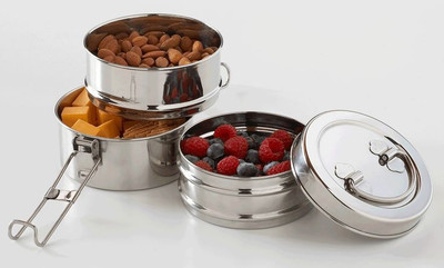 alloyx Steel Sada Simple Compartment Clip Tiffin/Lunchbox 3 Containers Lunch Box(1100 ml)