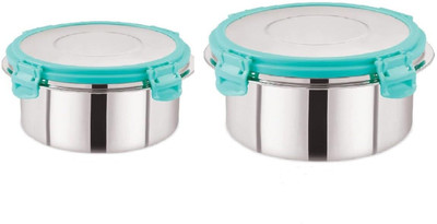 FLOMERO Stainless Steel Airtight Leak-Proof 2 Lunch Tiffin Container with Lid 1 Containers Lunch Box(850 ml)
