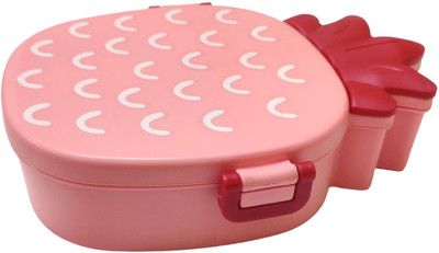 Gift Collection Pineapple Design BPA Free Plastic Lunch Box With Spoon. 2 Way Lock Tiffin Box 1 Containers Lunch Box(700 ml)