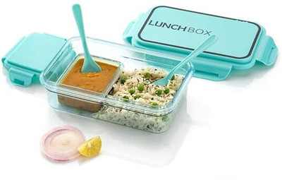 SheeKrishnand Plastic Airtight Leakproof Lunch box 2-in-1 Separate Containers with Fork,Spoon 2 Containers Lunch Box(1200 ml)