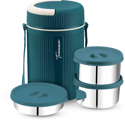 Trueware GRUB 2 Insulated Hot Lunch Box With 2 SS Container 300 ML & 1 SS Container 200ML 3 Containers Lunch Box(800 ml, Thermoware)