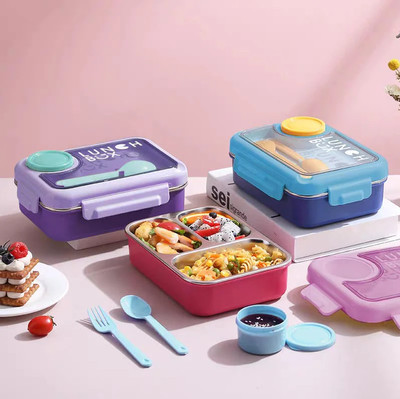 AANZIA Eco-Friendly Lunch Box & Sauce Dibbie With 2 spoons 3 Containers Lunch Box 3 Containers Lunch Box(750 ml, Thermoware)