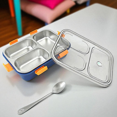 Colorbee Multi-Functional Leakproof Stainless Steel Lunch Box with Utensil Holder 3 Containers Lunch Box(750 ml, Thermoware)