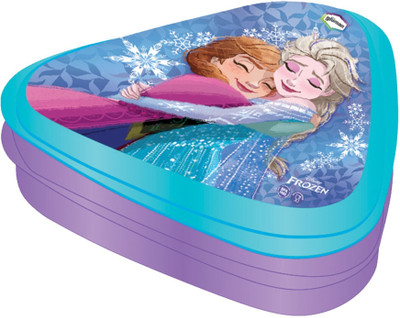 DISNEY Frozen Triangle Lunch Box for Girls/Kids 600ml Lunch | BPA Free 3 Containers Lunch Box(600 ml)