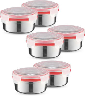 Trueware Stainless Steel Utility Container  - 350 ml(Pack of 6, Red)