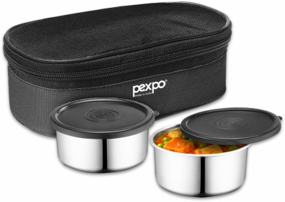 pexpo Nano Stainless Steel Lunch Box With Cover Bag and Leakproof Air-Tight 2 Containers Lunch Box(500 ml)