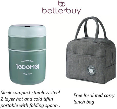 Better Buy Sleek Portable Insulated 2 Containers Lunch Box(710 ml, Thermoware)