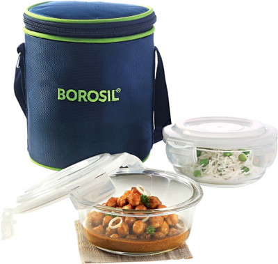 BOROSIL Glass Lunch Box 2 Containers Lunch Box(800 ml)