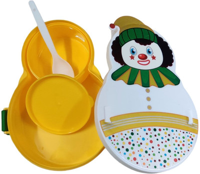 Gift Collection Santa Shape Plastic Lunch Box Container With Spoon. School Kids Tiffin Box 1 Containers Lunch Box(700 ml)