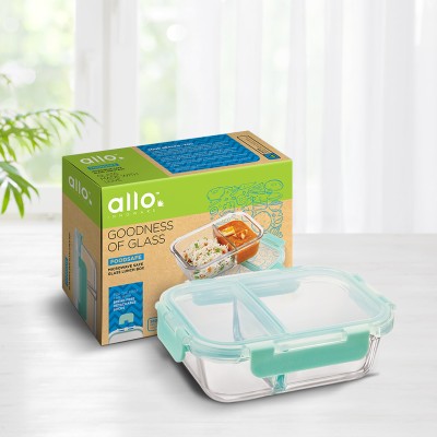 Allo FoodSafe Rectangle Divider Glass Lunch Box with Break Free Detachable Lock 1 Containers Lunch Box(1000 ml, Thermoware)