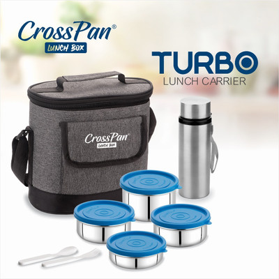 CrossPan Turbo S SLunch Box / Tiffin Box with 500 ml Steel Bottle_CP 4 Containers Lunch Box(1400 ml)