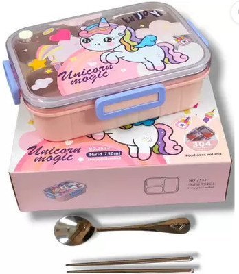 kiaraz Unicorn Lunch Box Unicorn Stainless Steel Insulated 3 Containers Lunch Box 3 Containers Lunch Box(800 ml, Thermoware)