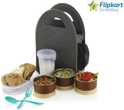 Flipkart SmartBuy TIFFINBOX BLUE COLOUR WITH 3CONTAINER 1CASEROLL AND 1PLASTIC BOTTLE SS LUNCHBOX 3 Containers Lunch Box(350 ml)