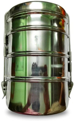 Manojit Stainless Jindal Steel Clip Carrier Lunch Box, 2 Containers, 1100 ml; Size 7 x 3 2 Containers Lunch Box(1100 ml)