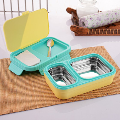 Nabhya Compartment Stainless Steel Lunch Box 2 Containers Lunch Box(600 ml)