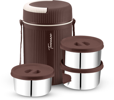 Trueware GRUB 3 Insulated Hot and Cold Lunch Box With 3 SS Container 300 ML Each 3 Containers Lunch Box(900 ml, Thermoware)