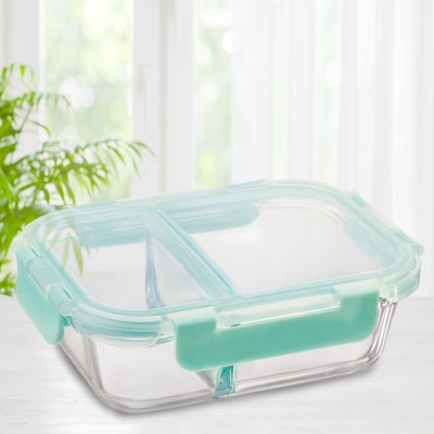 Allo FoodSafe Rectangle Divider Glass Lunch Box with Break Free Detachable Lock 1 Containers Lunch Box(580 ml, Thermoware)