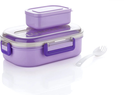 KEATON Lunch Box with Spoon and Office School Collage Dabba tiffin box 2 Containers Lunch Box(1000 ml)
