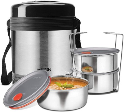 MILTON Thermosteel Legend 3 Container Stainless Steel Tiffin Lunch box 3 Containers Lunch Box(600 ml, Thermoware)