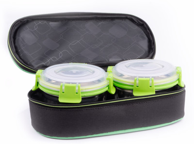 BOWLMAN Green Bag with 2 Containers 2 Containers Lunch Box(350 ml)