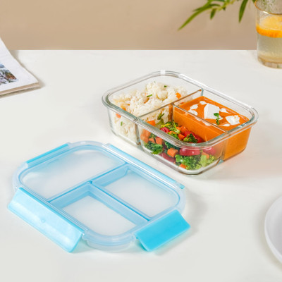 Nestasia Sealed Three Compartment Glass Container Lunchbox 1000ml 1 Containers Lunch Box(750 ml)