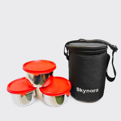SKYNORA Executive Stainless Steel Lunch Box Set of 3, red (1500-ml) 3 Containers Lunch Box(1500 ml, Thermoware)