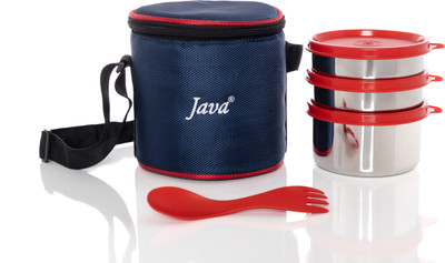 JAVA Lunch Box | Stainless Steel | Insulated Fabric Bag | Leak Proof (800 ml) 3 Containers Lunch Box(800 ml, Thermoware)
