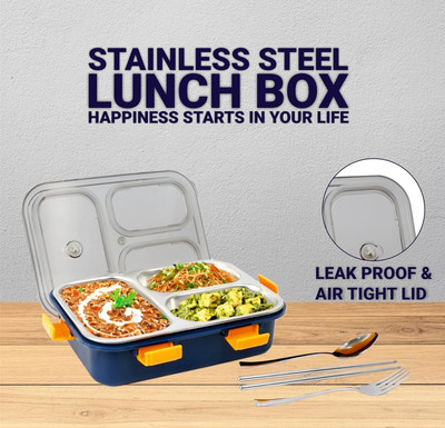 lavtoz Stainless Steel Bento @113 Lunch Box with 3 Containers & Secure Lock, 750ml 1 Containers Lunch Box(750 ml, Thermoware)