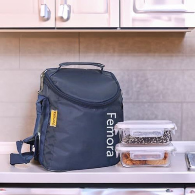 Femora Borosilicate Glass Microwave Safe Container Multipurpose Lunch Box for Office 2 Containers Lunch Box(400 ml, Thermoware)