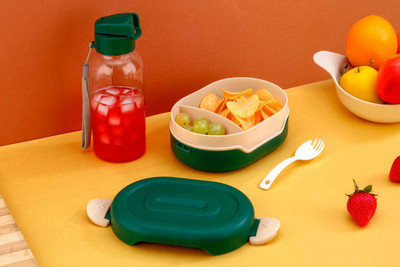 PLASTIAN 2 Compartment Lunch Box And 1 Spoon Combo With 1 Water Bottle / 1 Containers Lunch Box(1000 ml)