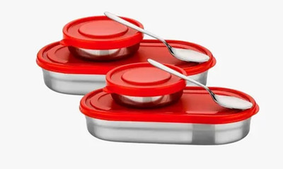 Analog Kitchenware Oval Shape Kids/Adults/School/Office/College 2 Container Tiffin/Lunch Box-2 Pic 2 Containers Lunch Box(600 ml)