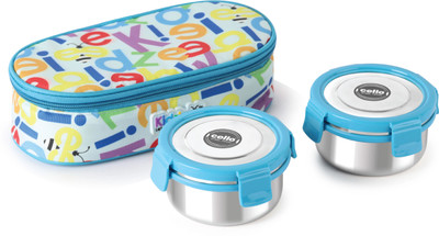 cello Kidzbee Little Lunch Stainless Steel Leak Proof Meal Set with Jacket For Kids 1 Containers Stainless Steel College Lunch Box(300 ml)