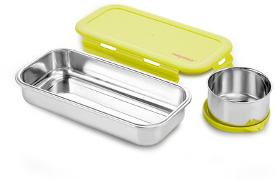 NAYASA Eco Roti Stainless Steel Lunch Box with 1 Container | BPA Free & Leakproof 1 Containers Lunch Box(580 ml)
