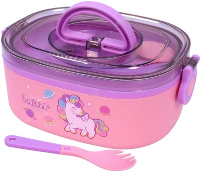 SPOT HUNT Stainless Steel Dino Unicorn Bento Premium Tiffin Lunch Box for Kids (Pink) 2 Containers Lunch Box(800 ml, Thermoware)