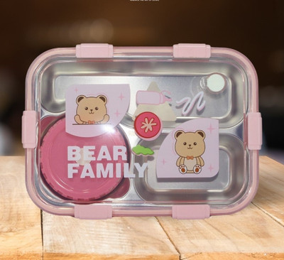 HM EVOTEK 3 Compartment Stainless Steel 750ml with 150ml Soup Container B1 3 Containers Lunch Box(750 ml, Thermoware)