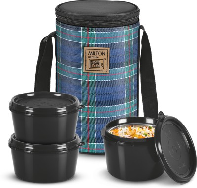 MILTON Lofty Tiffin (3 Containers,1 X 320 ml, 2 X 450 ml each) With Jacket, Navy Blue 3 Containers Lunch Box(420 ml)