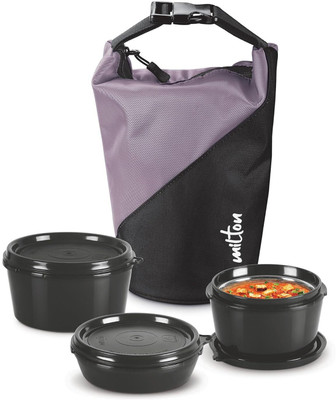 MILTON Micro Meal 3 inner Steel Containers,180 ml & 320 ml Each Insulated Fabric Jacket 3 Containers Lunch Box(320 ml, Thermoware)