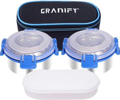 Granify Leak and lock container airtight box And One Chapati Box 3 Containers Lunch Box(600 ml)