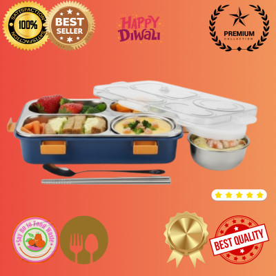 MOIRA INTERNATIONAL StainlessSteel Lunch Box with 4 Compartment with SPOON for Kid _RY19 4 Containers Lunch Box(1200 ml, Thermoware)