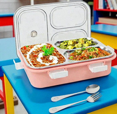 Colorbee Durable 3-Compartment Steel Lunch Box for Home and Office Use 3 Containers Lunch Box(750 ml, Thermoware)