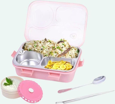 VRJK Compartment -3 Sealed Leak Proof Stainless Steel For Kid's & Adult_K061 3 Containers Lunch Box(750 ml, Thermoware)
