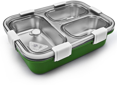 Flipkart SmartBuy Leak-Proof Stainless Steel for Lunch Box for School Office with Spoon Chopsticks 3 Containers Lunch Box(750 ml)