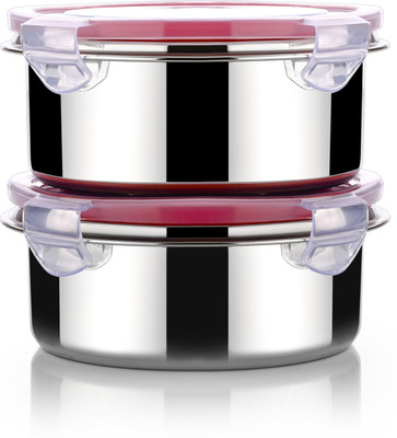 TOFEE Airtight Stainless Steel 2 containers set 500ml each 2 Containers Lunch Box(1000 ml)
