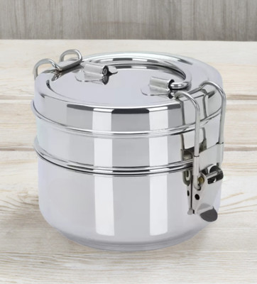 NSCOM Stainless Steel 2 Tier Lunch Box/ Clip Tiffin for School, Office 2 Containers Lunch Box(750 ml)