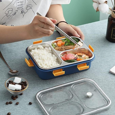 IONICCRAFTERS 3 Compartment Stainless Steel Lunch Boxes with Removable Reusable 3 Containers 3 Containers Lunch Box(750 ml, Thermoware)