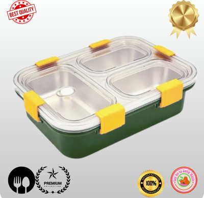 MOIRA INTERNATIONAL Lunch Box 3 Compartment Leakproof, Stainless Steel, With SPOON & FORK 3 Containers Lunch Box(952 ml, Thermoware)