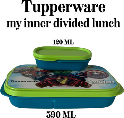 TUPPERWARE my inner lunch liquid tight pack of (2) small 120 ml-big 590 ml - microwave safe 2 Containers Lunch Box(710 ml, Thermoware)