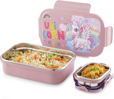SUNLIFE - Munch Mate Inner Steel Tiffin Box - 1 Large & 1 Small Container - Leakproof 2 Containers Lunch Box(1150 ml, Thermoware)