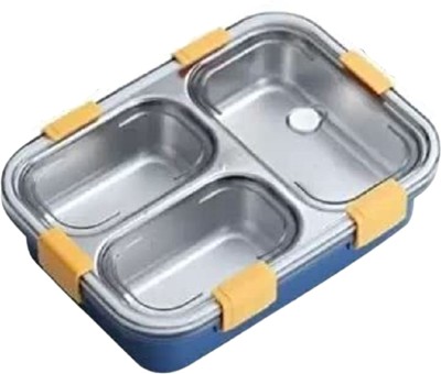 hiniry enterprise 3 Compartment Leak Proof Stainless Steel Tiffin for Adult / Kids 3 Containers Lunch Box(850 ml)